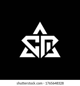 CQ monogram logo with diamond shape and triangle outline design template