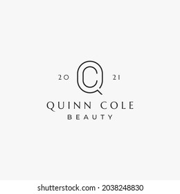 CQ or QC initial monogram minimal beauty vector signs badge or logo design templates