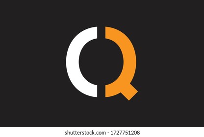 Diseño de logotipo inicial de carta CQ o QC, plantilla de vector