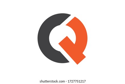 CQ or QC Letter Initial Logo Design, Vector Template