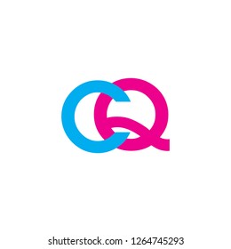 cq, qc letter logo design template vector