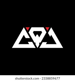 CQJ triangle letter logo design with triangle shape. CQJ triangle logo design monogram. CQJ triangle vector logo template with red color. CQJ triangular logo Simple, Elegant, and Luxurious design.