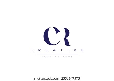 CR letras minimalistas abstratas Logo Monogram. Trata-se de um logótipo minimalista, constituído pela combinação de duas letras