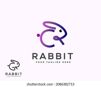 CR abstract rabbit logo template illustration