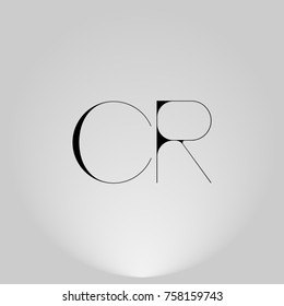 CR Black thin minimalist LOGO Design with Highlight on Gray background.