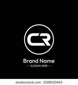 CR Brand name. Black Background.