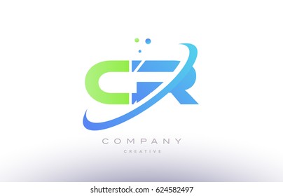 cr c r alphabet green blue swoosh letter company logo vector icon design template