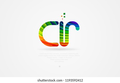 cr c r alphabet letter logo icon combination design with rainbow color