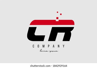 cr c r alphabet letter logo combination in red and black color. Creative icon design for business and company 