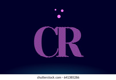 cr c r alphabet letter logo pink line stripes magenta purple blue font creative text dots company vector icon design template