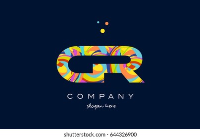 cr c r alphabet letter logo colors colorful rainbow acrylic font creative text dots company vector icon design template