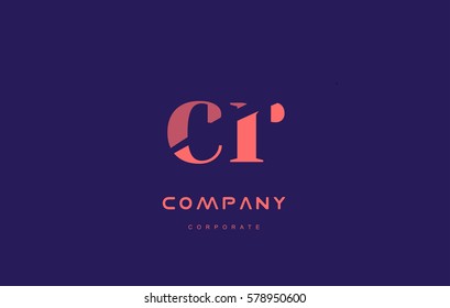 cr c r alphabet small letter blue pink creative design vector company logo icon template 