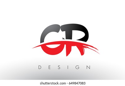 CR C R Brush Logo Letters Design with Red and Black Colors and Brush Letter Concept.