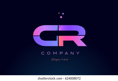 cr c r creative color blue background pink purple blue magenta alphabet letter company logo vector icon design