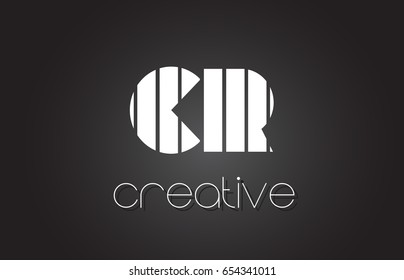 CR C R Creative Letter Logo Design With White and Black Lines.