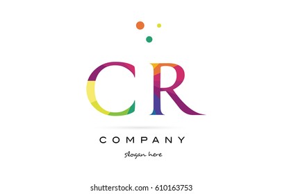 cr c r  creative rainbow colors colored alphabet company letter logo design vector icon template