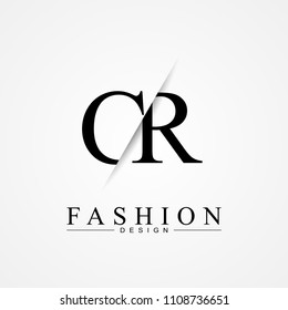 CR C R cutting and linked letter logo icon with paper cut in the middle. Creative monogram logo design. Fashion icon design template.