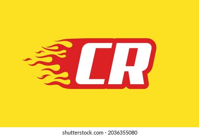 CR or C R fire logo vector design template. Speed flame icon letter for your project, company or application.