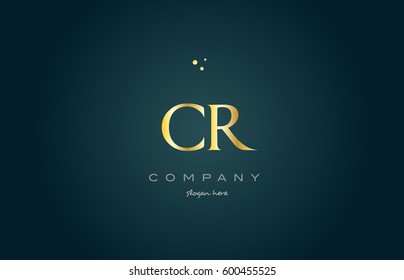 cr c r  gold golden luxury product metal metallic alphabet company letter logo design vector icon template green background