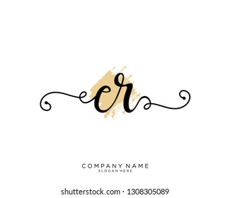 CR C R Initial handwriting logo template