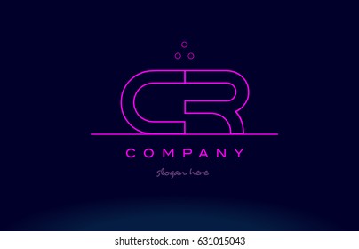 cr c r letter alphabet text pink purple dots contour line creative company logo vector icon design template