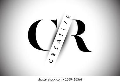 CR C R Letter Logo with Creative Shadow Cut and Overlayered Text Vector Illustration Design.