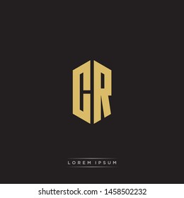 CR C R Logo Emblem Capital Letter Modern Template EPS 10 With Black Background