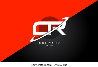 cr c r  red black white technology swoosh alphabet company letter logo design vector icon template 
