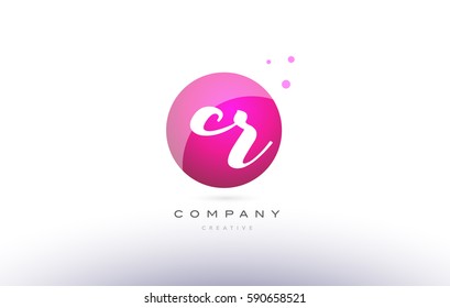 cr c r  sphere pink 3d alphabet company letter combination logo hand writting written design vector icon template 