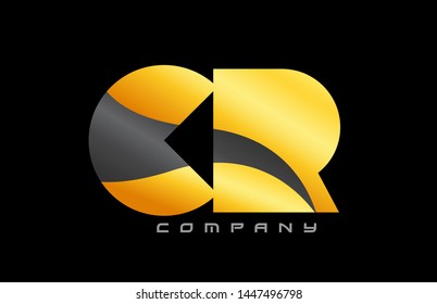 CR C R yellow black alphabet combination letter logo design suitable for a company or business