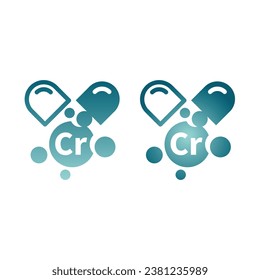 Cr capsule colorful vector icon. Chrome or Chromium micronutrient and supplements pill symbol.