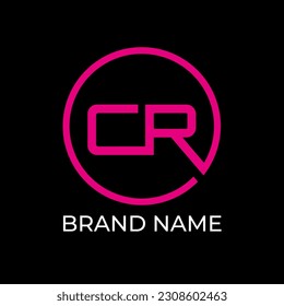 CR and circle logo design on black