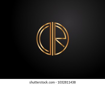 CR circle shape gold color design