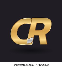 CR  company letter logo golden silver black background