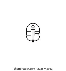 CR creative letter logo design in anchor concept with high quality professional design that will print well across any print media