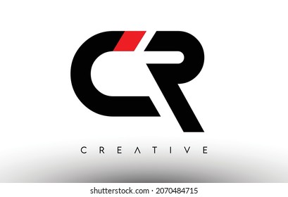 CR Creative Modern Letter Logo Design. CR Icon Letters Logo Vector Illustration with Black and Red Colors