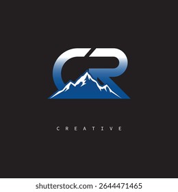 CR Creative Mountain Logo Bold Gradient Letter mark Branding Design for Business Outdoor Brands