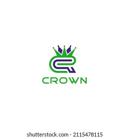 CR Crown Logo Design Vector