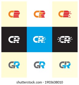 CR and GR initials logo icon design vector set