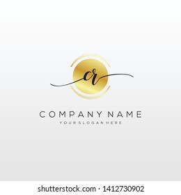 CR handwriting initial logo template vector.