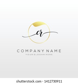 CR handwriting initial logo template vector.