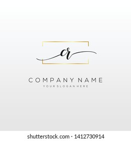 CR handwriting initial logo template vector.