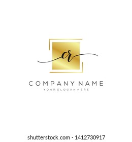 CR handwriting initial logo template vector.