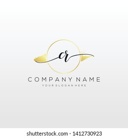 CR handwriting initial logo template vector.