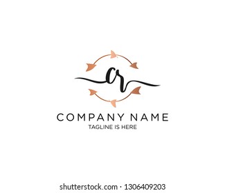 CR handwriting initial  logo vector