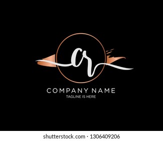 CR handwriting initial  logo vector