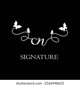 CR Handwritten initial letter, CR simple signature vector logo with butterfly shape variation, beauty, photography letter logo design. C R