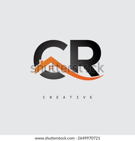 CR House Letter Logo – Creative Real Estate Monogram with Roof Shape and Home Icon for Property, Architecture and Modern Branding Identity