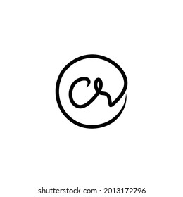 CR Initial handwriting logo design template vector.