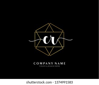 CR initial handwriting logo geometric template vector